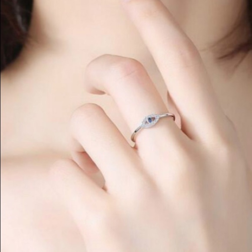 925 Sterling Silver Tiny Lucky Eye Ring - Picture 3 of 9